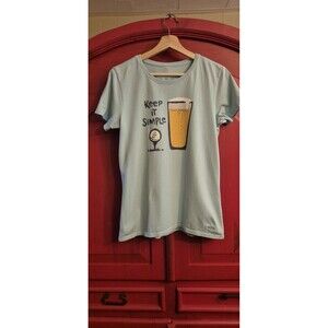 Life Is Good T Shirt Size Medium Golf & Beer Keep It Simple Soft Blue EUC